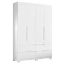 Ver imagem 4 de Guarda Roupa Solteiro Doble 04 Portas e Cômoda Sole Flex Branco Freijo - Móveis Albatroz