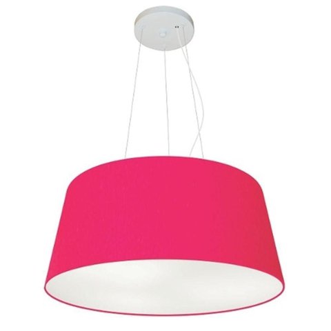 Lustre Pendente Cone Md-4048 Cúpula em Tecido 21/50x40cm Rosa Pink - Bivolt