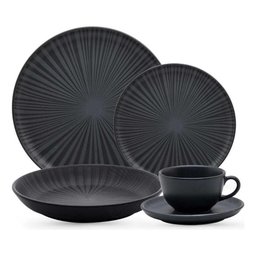 Aparelho de Jantar e Chá 20 Peças Flat Ônixn Oxford Porcelanas - 1