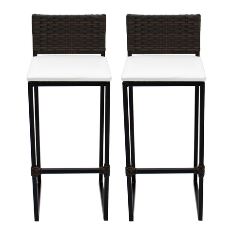 Kit 2 Bancos Quadrado Junco Argila para Bancada Alta Cozinha Área Gourmet Bistrô Piscina Bar