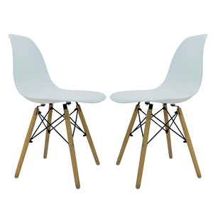 Kit 2 Cadeira Eiffel Moderno Branco Sala Jantar Base Madeira