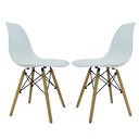 Ver imagem 1 de Kit 2 Cadeira Eiffel Moderno Branco Sala Jantar Base Madeira