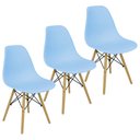 Ver imagem 1 de Kit 3 Cadeiras Charles Eames Eiffel Wood Design - Azul Claro