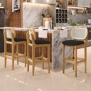 Ver imagem 7 de Kit 02 Banquetas Altas para Cozinha Bancada Sala Tela Betta Fixa L02 Suede Preto - Lyam