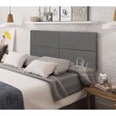 Ver imagem 1 de Cabeceira Viuva ou Solteirão em Cruz Estofada Suspensa para Quarto - 128 Cm - Cinza Suede