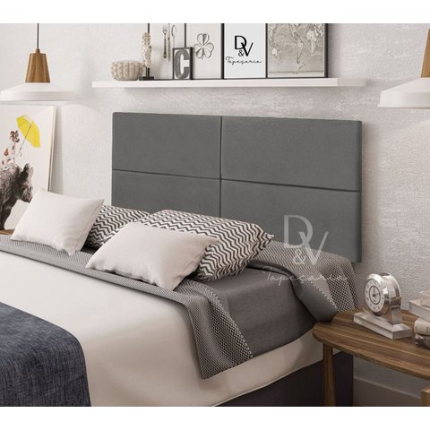 Cabeceira Viuva ou Solteirão em Cruz Estofada Suspensa para Quarto - 128 Cm - Cinza Suede