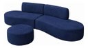 Ver imagem 3 de Sofá Virginia 2m com Puff Macio Confortável Luxo Suede Azul-Marinho