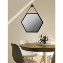 Ver imagem 4 de Espelho Sextavado 40cm Adnet Moldura Alumínio Marrom C/alça Preta + Suporte