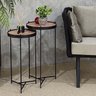 Mesa Lateral Canto Ambiente Casa Sala Estar Conjunto Apoio Sofá Pequena Redonda:Tampos Madeirados Fe - 2