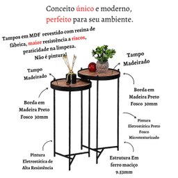 Mesa Lateral Canto Ambiente Casa Sala Estar Conjunto Apoio Sofá Pequena Redonda:Tampos Madeirados Fe - 5