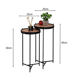 Mesa Lateral Canto Ambiente Casa Sala Estar Conjunto Apoio Sofá Pequena Redonda:Tampos Madeirados Fe - 6