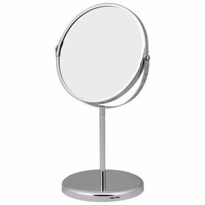 Espelho de Mesa Dupla Face Oval com Aumento 5x Prata