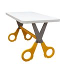 Ver imagem 3 de Mesa Infantil Tesoura Amarelo Tampo Branco Retangular Base Temática para Estudos e Desenhos Mobília