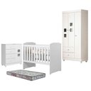 Ver imagem 1 de Quarto de Bebê Life com Berço Americano Carinho Branco Acetinado Colchão Americano Sleep - Tigus