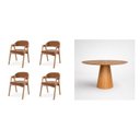 Ver imagem 2 de Conjunto Mesa de Jantar Cone Redonda 120cm com 4 Cadeiras Estofadas Gaia Yescasa
