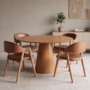 Ver imagem 1 de Conjunto Mesa de Jantar Cone Redonda 120cm com 4 Cadeiras Estofadas Gaia Yescasa