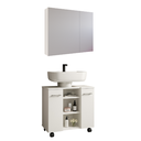 Ver imagem 1 de Conjunto Banheiro Espelheira Klein Gabinete Premium para Pia de Coluna - Jm3 Móveis:esp.branco+gab.b