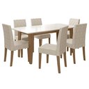 Ver imagem 1 de Mesa de Jantar 160cm Liz Carvalho Off White com 6 Cadeiras Jade Bordada Carvalho Fendi - Poliman