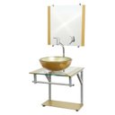 Ver imagem 2 de Gabinete de Vidro 40cm para Banheiro Cuba Redonda Dourado - DaHora