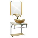 Ver imagem 1 de Gabinete de Vidro 40cm para Banheiro Cuba Redonda Dourado - DaHora