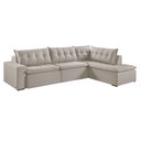 Ver imagem 1 de Sofá Retratil com Chaise Direita Titan 4 Lugares 2,56m Tecido Linho