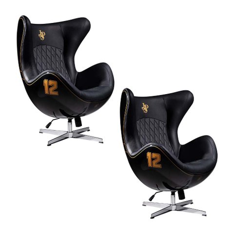 Kit 2 Poltronas Decorativas Egg Chair Lotus nº 12 Preta - Gran Belo