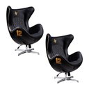 Ver imagem 1 de Kit 2 Poltronas Decorativas Egg Chair Lotus nº 12 Preta - Gran Belo