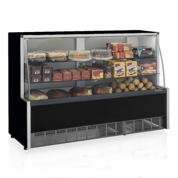 Vitrine Neutra MPNA-175R PR Preta Linha Aurora Gelopar Vidro Reto 1.75m Preta