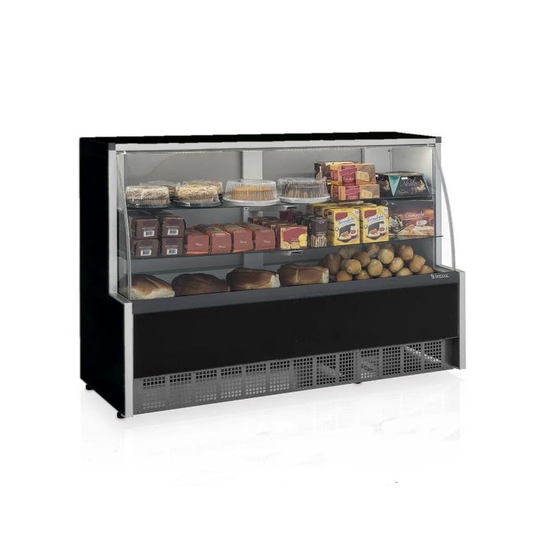 Vitrine Neutra MPNA-175R PR Preta Linha Aurora Gelopar Vidro Reto 1.75m Preta