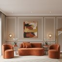 Ver imagem 1 de Conjunto Decorativo 02 Poltronas + Sofá Curvo Orgânico Nature Gaia Veludo Terracota - Montanaris Dec