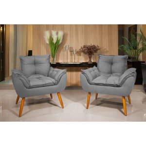 Kit 2 Poltronas Opala:cinza