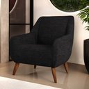 Ver imagem 2 de Poltrona Decorativa Fixa Pés de Madeira Paloma D02 Linho Chumbo C-465 - Lyam Decor