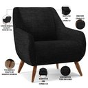 Ver imagem 4 de Poltrona Decorativa Fixa Pés de Madeira Paloma D02 Linho Chumbo C-465 - Lyam Decor