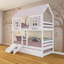 Ver imagem 1 de Treliche Casinha Bela Kit Escada/Escorregador - Madeira Maciça Branco/Rosa | Megamobilia