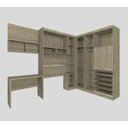 Ver imagem 2 de Guarda Roupa Dormitório Modulado Master Solteiro Canto c/ Painel p/ TV Mesa Escrivaninha c/ Nicho - 
