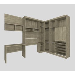 Guarda Roupa Dormitório Modulado Master Solteiro Canto c/ Painel p/ TV Mesa Escrivaninha c/ Nicho -  - 2