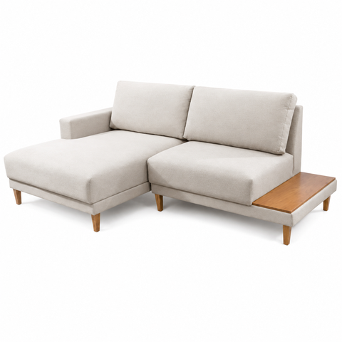 Sofá Recor 3 Lugares com Chaise Fixa - 2,30 m – Espuma Hr D33 – Alta Resiliencia c/ Mesa