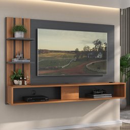 Painel para Tv 42" 2 Nichos Grafite/nogal - Hecol - 1