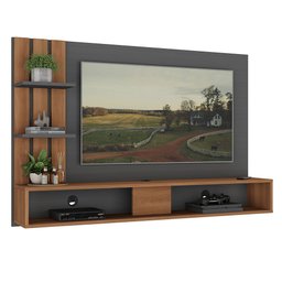 Painel para Tv 42" 2 Nichos Grafite/nogal - Hecol - 2