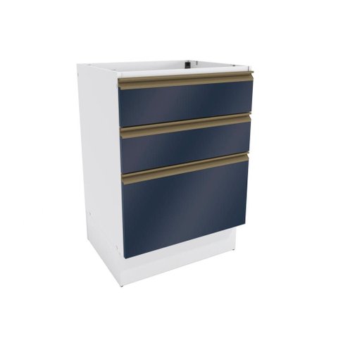 Balcão 3 Gavetas Kappesberg Celeste 100% Mdf Branco/azul Profundo 60cm