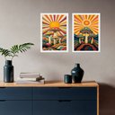 Ver imagem 1 de Kit 2 Quadros Decorativos Cogumelos Mágicos 45x34cm - com Vidro:moldura Branca