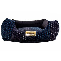 Cama Quadrada para Cachorro ou Gato Luppet Luxo Preto com Bolinhas Coloridas M - 1
