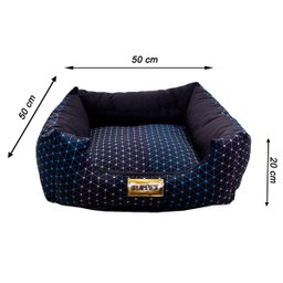 Cama Quadrada para Cachorro ou Gato Luppet Luxo Preto com Bolinhas Coloridas M - 4
