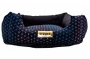Ver imagem 1 de Cama Quadrada para Cachorro ou Gato Luppet Luxo Preto com Bolinhas Coloridas G