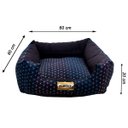 Ver imagem 3 de Cama Quadrada para Cachorro ou Gato Luppet Luxo Preto com Bolinhas Coloridas G