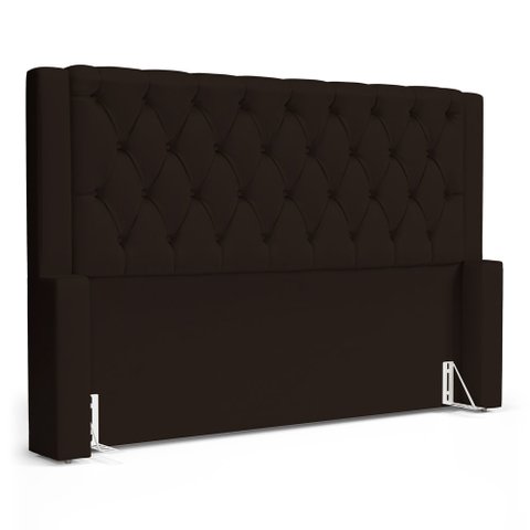 Cabeceira Atena para Cama Box Casal Padrão 140cm Capitonê com Frame Suede Marrom - Desk Design