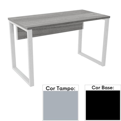 Mesa de Escritório Pé Tubular Pe25 em Mdp 90 x 60cm Cinza com Base Preta
