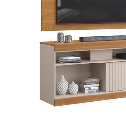 Rack Para Sala Com Painel 50 Polegadas Griz Carvalho Nobre Eric E Liam Dj Móveis - 3