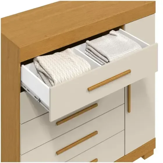 Ver imagem 4 de Cômoda Rayane Acp com 5 Gavetas e Sapateira - Cinamomo/off White