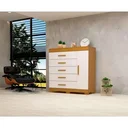 Ver imagem 2 de Cômoda Rayane Acp com 5 Gavetas e Sapateira - Cinamomo/off White